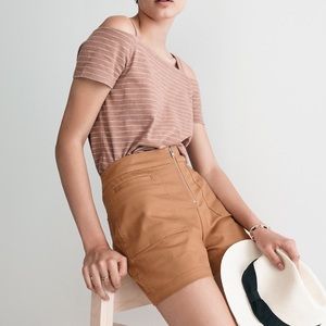 Madewell Striped Cold Shoulder Top XXS Warm Ash